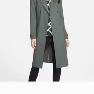 Women's Green Trouve Trench Coat, Large